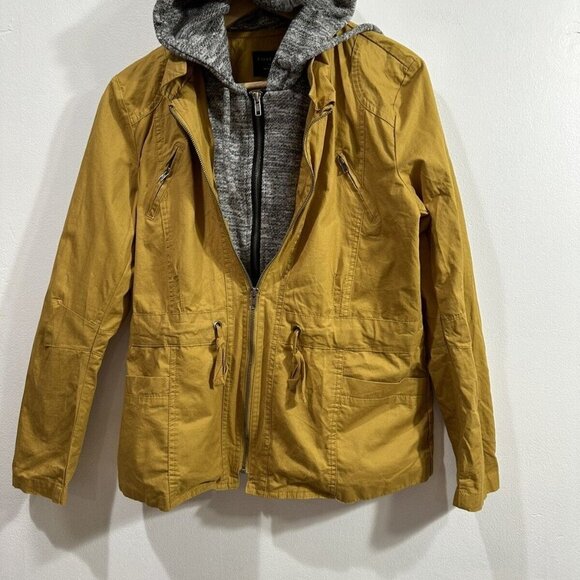 Love Tree Jacket Women's Brown Double Full Zip hooded Long Sleeve Jacket/Coat L - Picture 4 of 9